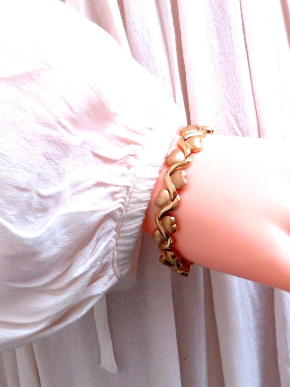 Sterling Silver Gold Plated Hearts X Bracelet 12454*